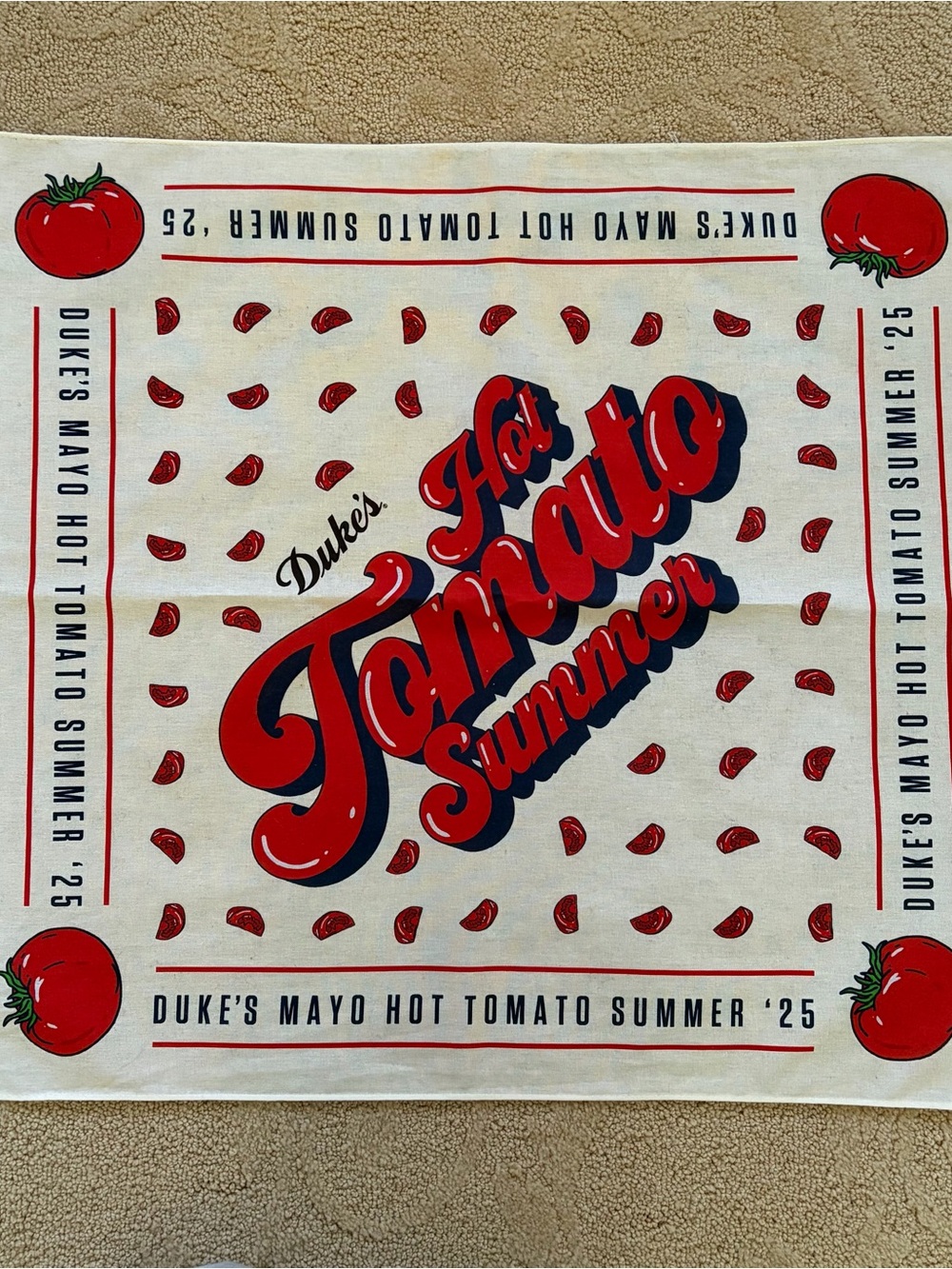 Duke’s mayonnaise promotional hot tomato, scarf bandanna
